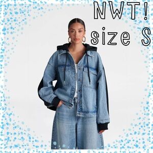 NWT!  KBB Denim & Fleece Hoodie Jacket 🖤💙 Size Small 💙🖤 By Kahlana